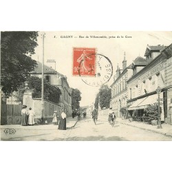 93 GAGNY. Café Brasserie rue de Villemomble 1908 avec cyclistes...