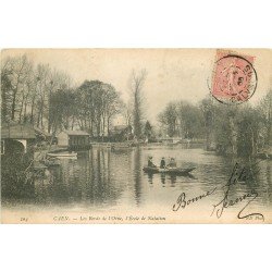 carte postale ancienne 14 CAEN. Top Promotion Canotage à l'Ecole de Natation Bords de l'orne 1905