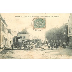 89 CHEROY. Roulotte au Marché aux volailles rue de la République 1906