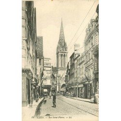 carte postale ancienne 14 CAEN. Top Promotion Rue Saint-Pierre animée