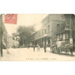 92 ASNIERES SUR SEINE. Fiacres devant la Gare 1906