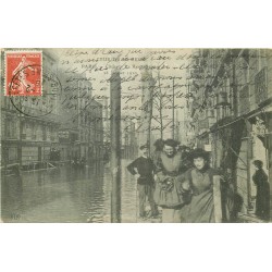 Inondation et Crue de 1910. CLICHY 92. Le Ravitaillement avec la Banque Société Générale