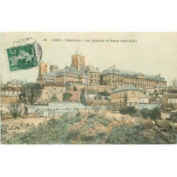 carte postale ancienne 14 CAEN. Top Promotion Hôtel Dieu et Eglise Saint-Gilles 1909