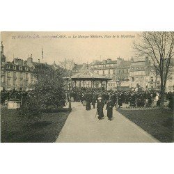 carte postale ancienne 14 CAEN. Top Promotion Musique Militaire Place de la République 1907