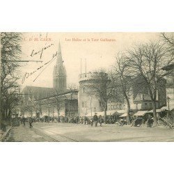 carte postale ancienne 14 CAEN. Top Promotion les Halles et Tour Guillaume 1907