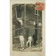 27 ETREPAGNY. Rare Photo Cpa la renovation du Restaurant Legros sur Grande Rue 1910