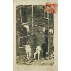 27 ETREPAGNY. Rare Photo Cpa la renovation du Restaurant Legros sur Grande Rue 1910