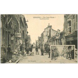 carte postale ancienne 02 SOISSONS. 1914-18 Rue Saint-Martin