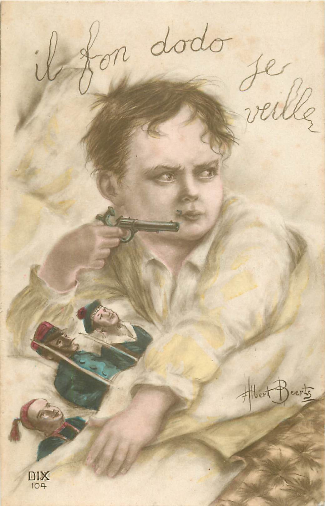 Illustrateur ALBERT BEERTS. Les Soldats de plomb " il fon dodo je veille "