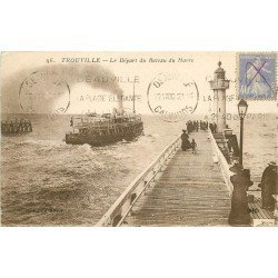 carte postale ancienne 14 TROUVILLE. Top Promotion. Le départ du Bateau du Havre 1930