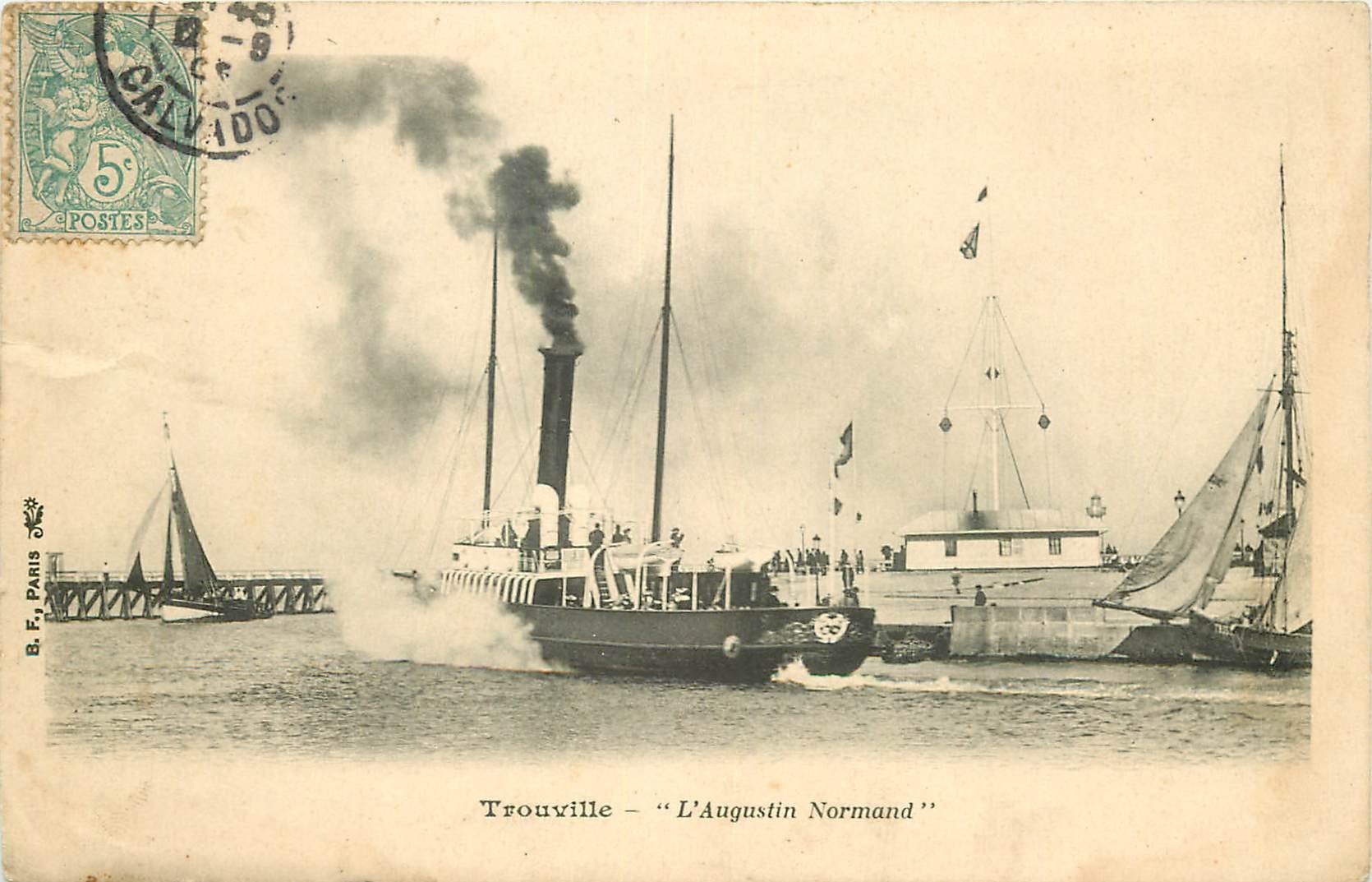 carte postale ancienne 14 TROUVILLE. Top Promotion. Bateau Augustin Normand 1906