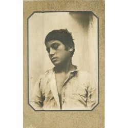 TAORMINA. Photo carte postale par Gloeden. Adolph Engel. Portrait d'un beau Jeune Homme