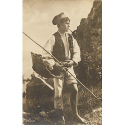 TAORMINA. Photo carte postale rare d'un Pêcheur Pescatore sûrement par von Gloeden