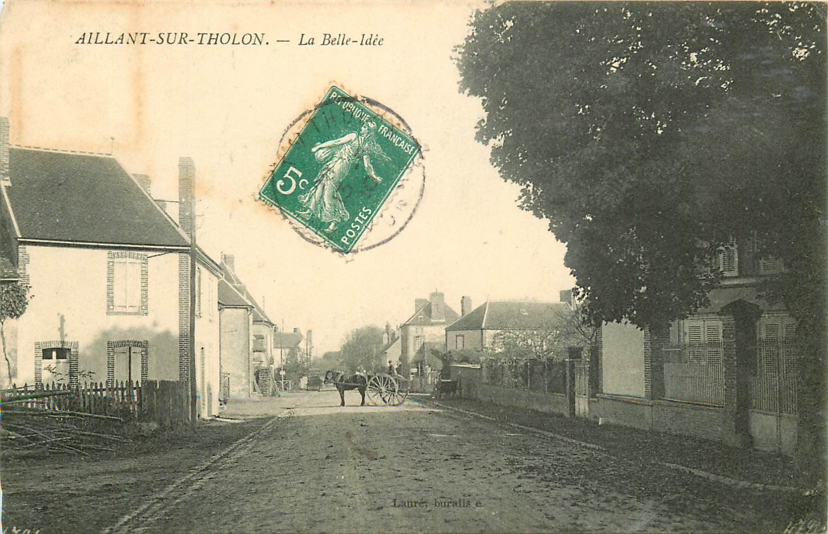 89 AILLANT-SUR-THOLON. La Belle-Idée avec attelage 1910