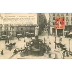 44 NANTES. Fontaine sur Place Royale avec Banque Société Générale 1913