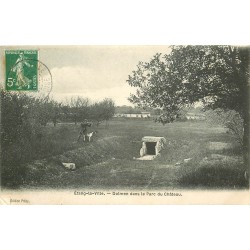 78 ETANG-LA-VILLE. Chasseur et son Chien près Dolmen Parc du Château 1908