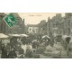 53 EVRON. Le Marché et le Café Coiffeur Besnault 1911