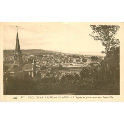 carte postale ancienne 14 TROUVILLE. Top Promotion. Eglise et panorama