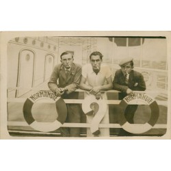 TRANSPORTS. Photo carte postale passagers sur le Paquebot Normandie