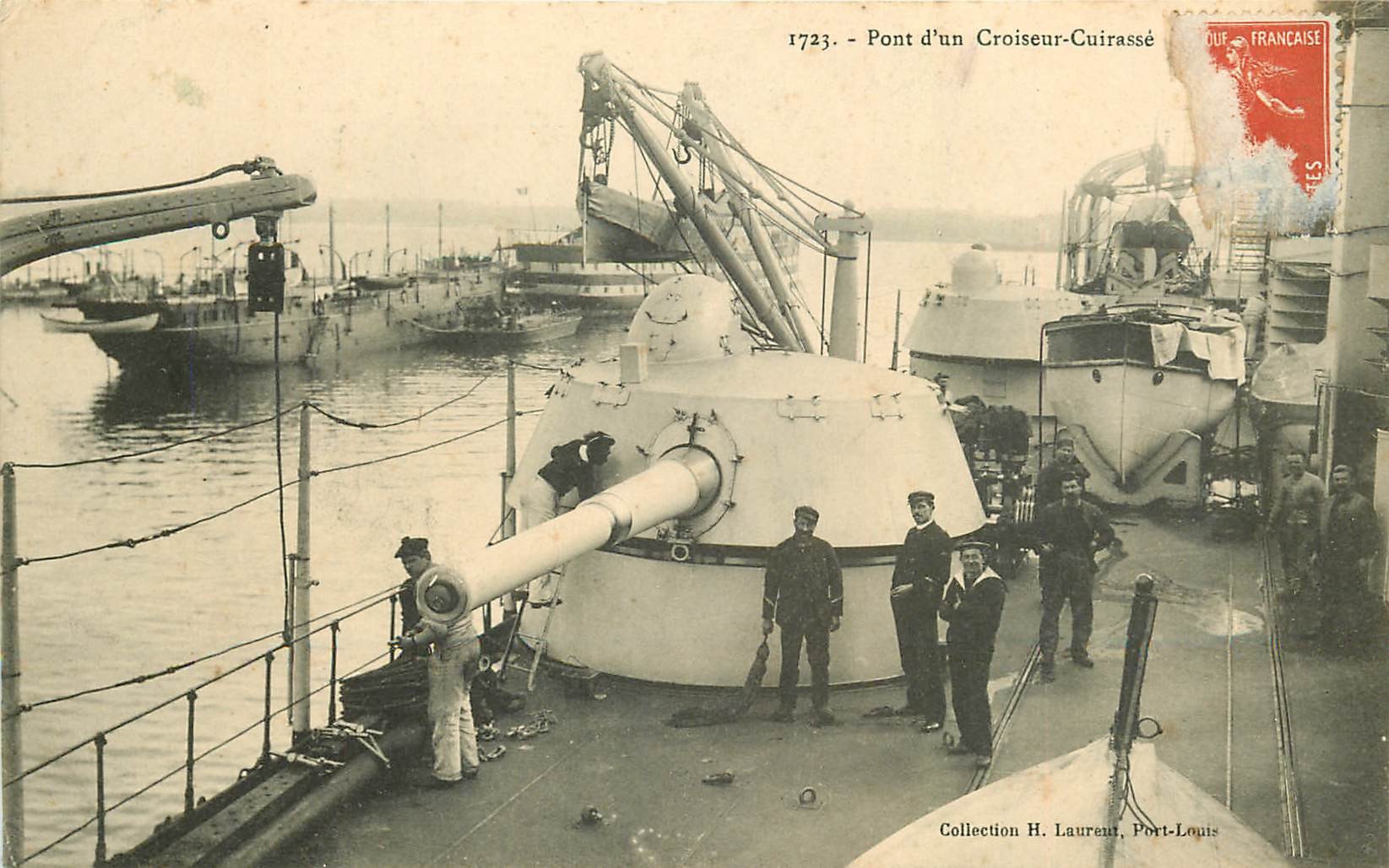 TRANSPORTS MILITARIA. Canon sur le Pont d'un Croiseur Cuirassé