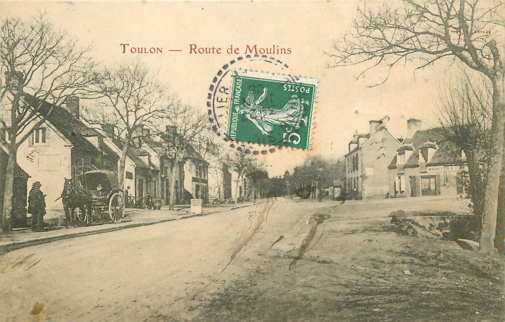 83 TOULON. Marchefer Route de Moulins. Timbre taxe 1908
