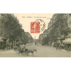 75 PARIS XII° Cocher et son attelage rue de Lyon 1909