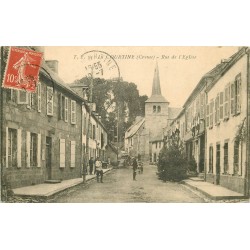 23 LA COURTINE. Militaires rue de l'Eglise 1909