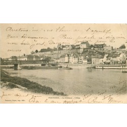 95 PONTOISE. Le Château et Péniche sous le Pont de fer 1903