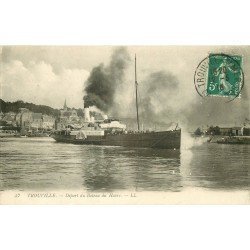 carte postale ancienne 14 TROUVILLE. Départ du Bateau du Havre 1916