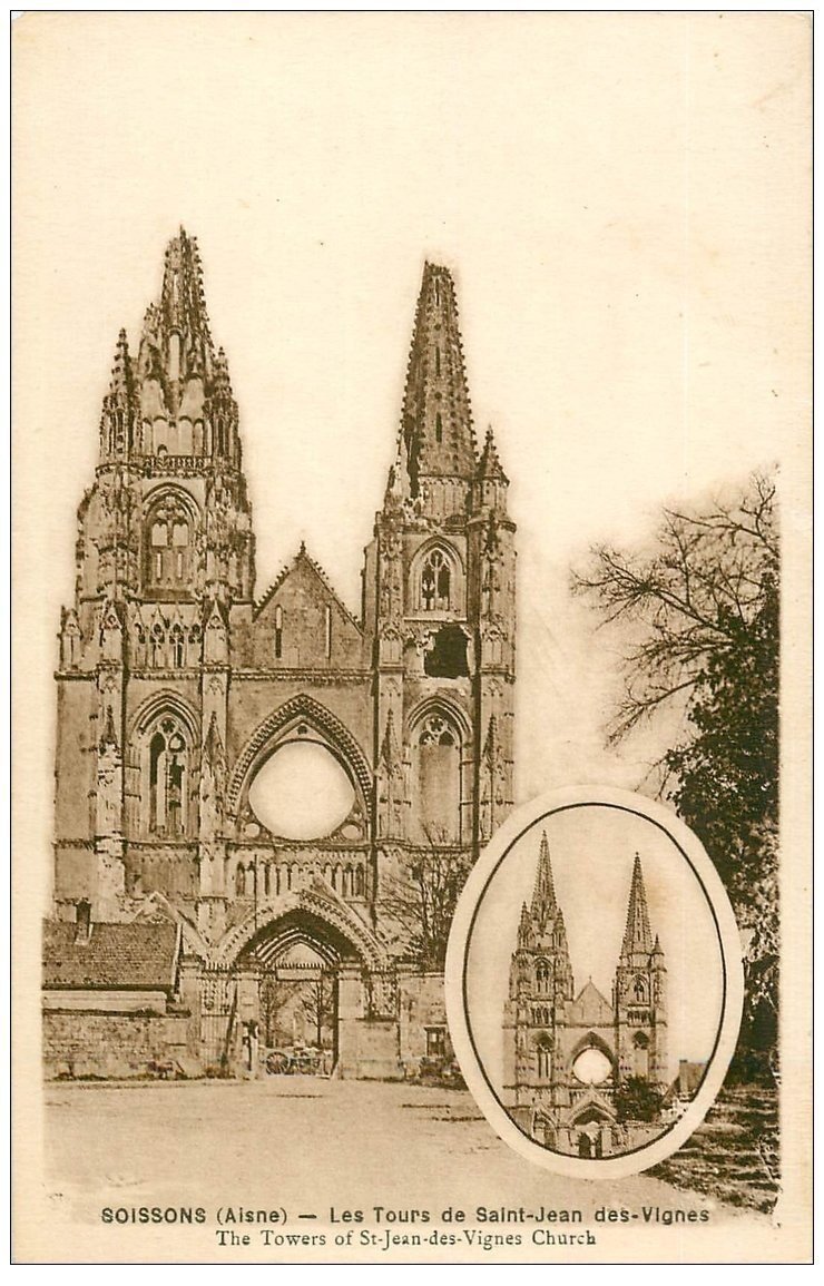 carte postale ancienne 02 SOISSONS. Abbaye Saint-Jean des Vignes. Les Tours