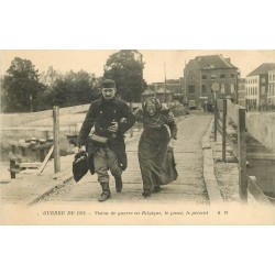 BELGIQUE Guerre 1914. Le Passé et le Présent traversant un Pont