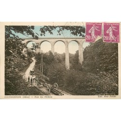 03 COUTANSOUZE. Attelage pour troncs d'arbres près du Pont des Périères 1935