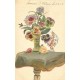 FLEURS. Souvenir d'Alsace 1918. Rare Fleurs dans un vase sur une table, le tout peint à la main