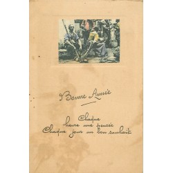 BONNE ANNEE. Avec véritable petite carte de Paysans collée