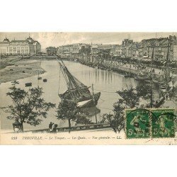 carte postale ancienne 14 TROUVILLE. La Touques et les Quais 1917