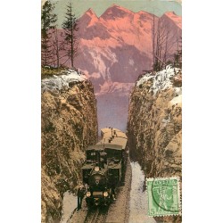 BRUNIGBAHN. Passhöne avec train et conducteur 1908