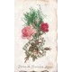 Carte avec ajoutis Fleurs et véritable brindilles. Bonne Année 1907