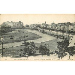 carte postale ancienne 14 TROUVILLE. Touques, Quai Joinville et Casino 1917