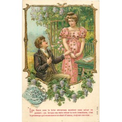 3 cpa superbes et rares gaufrées contours Or 1906. La Déclaration d'Amour.
