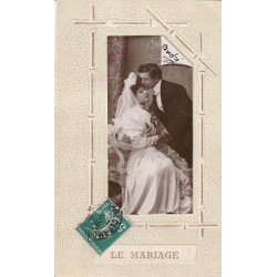 Cpa double à système avec véritable photo " LE MARIAGE "