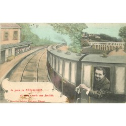 24 PERIGUEUX. Carte montage avec voyageur dans un Train 1907