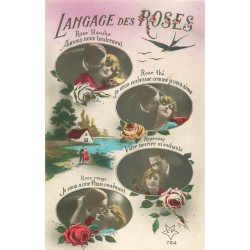 LE LANGAGE DES FLEURS. Roses blanche, thé, rose et rouge...