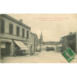 31 SAINT-MARTIN-DU-TOUCH. Boucherie et Train Tramway vers l'Eglise du Village 1913