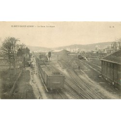 76 ELBEUF-SAINT-AUBIN. Départ des trains à la Gare 1905