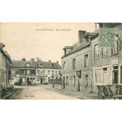 76 LONGUEVILLE. Café Tellier et Chaussures Lacointe sur rue principale 1925