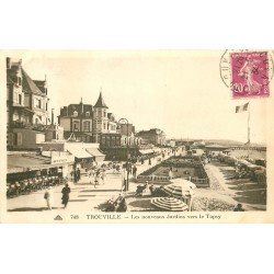 carte postale ancienne 14 TROUVILLE. Nouveaux Jardins vers le Topsy 1934