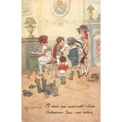 Illustrateur G. MARECHAUX. Enfants adressant leurs voeux aux êtres chers