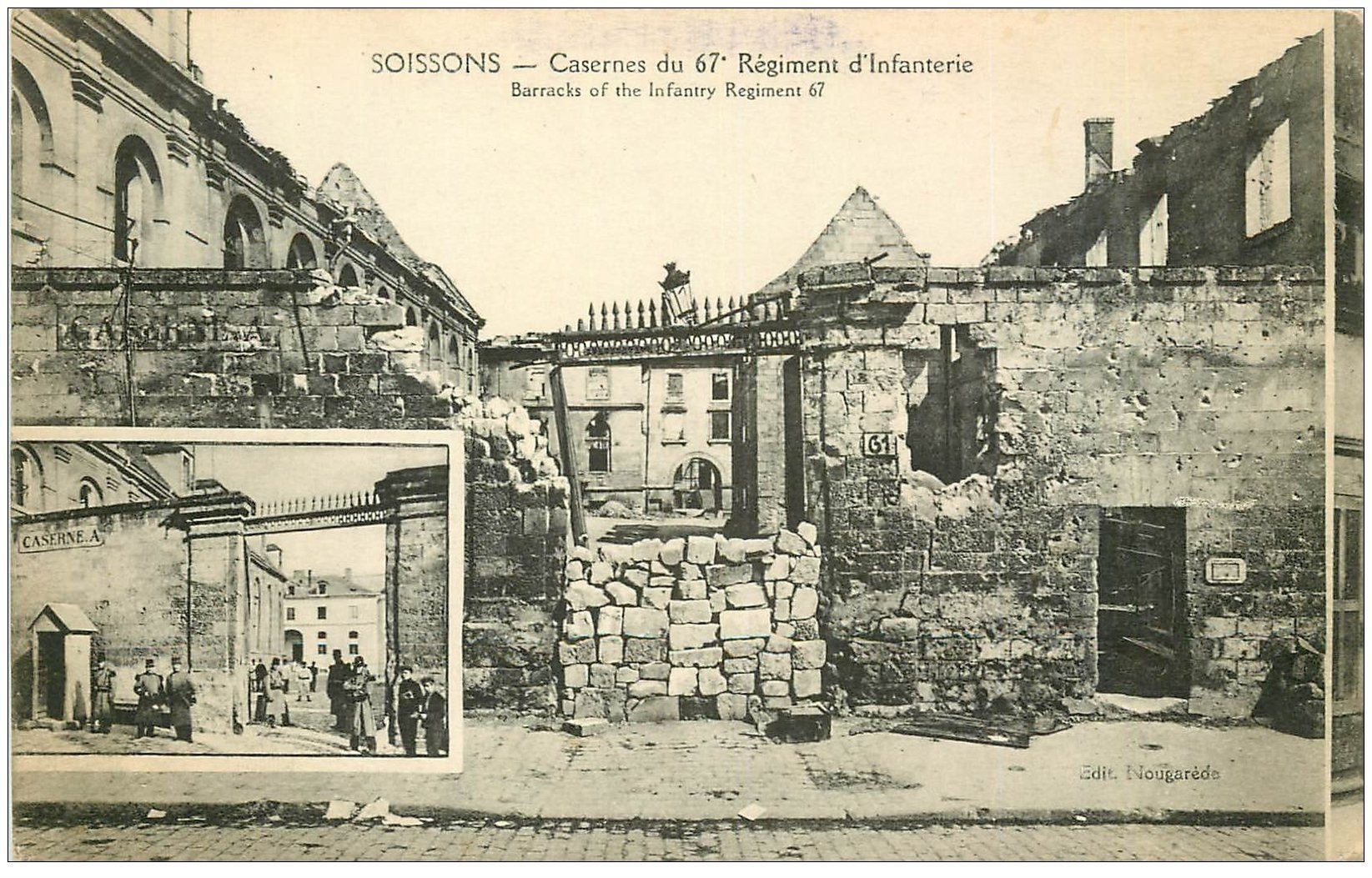 carte postale ancienne 02 SOISSONS. Caserne du 67° Régiment d'Infanterie 1919