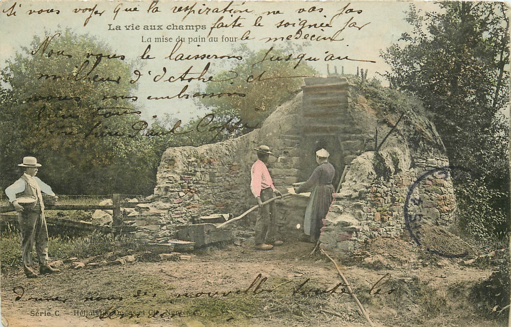 METIERS DE LA CAMPAGNE. La mise du pain au four 1906