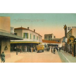 Maroc. OUDJDA. Départ des autos sur la Grande Rue 1928